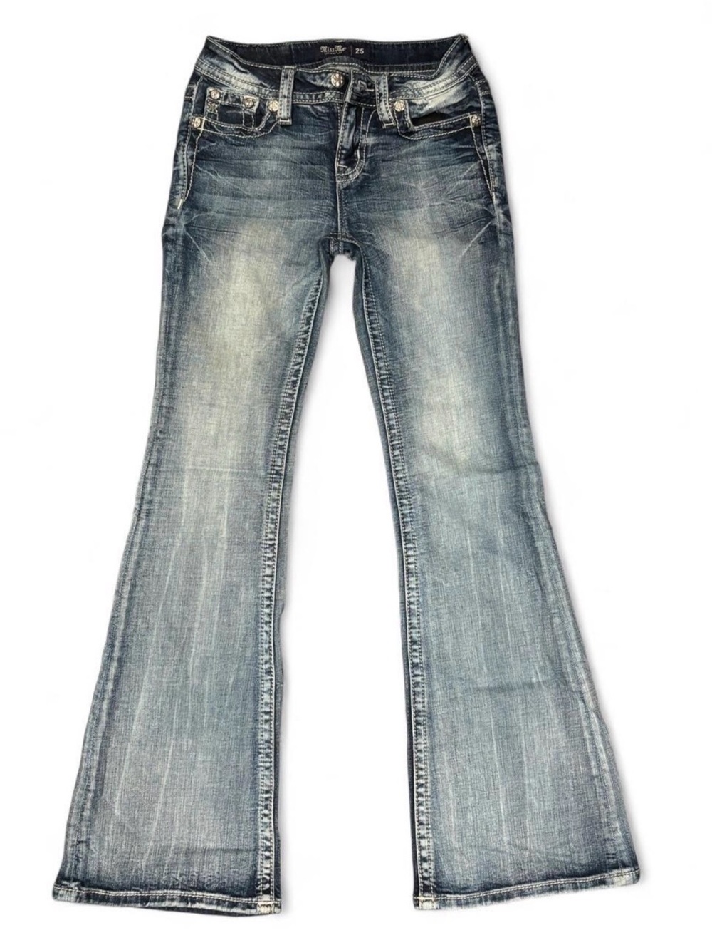 Miss Me Size 25 Embellished Rhinestone Flare Jeans Y2K
